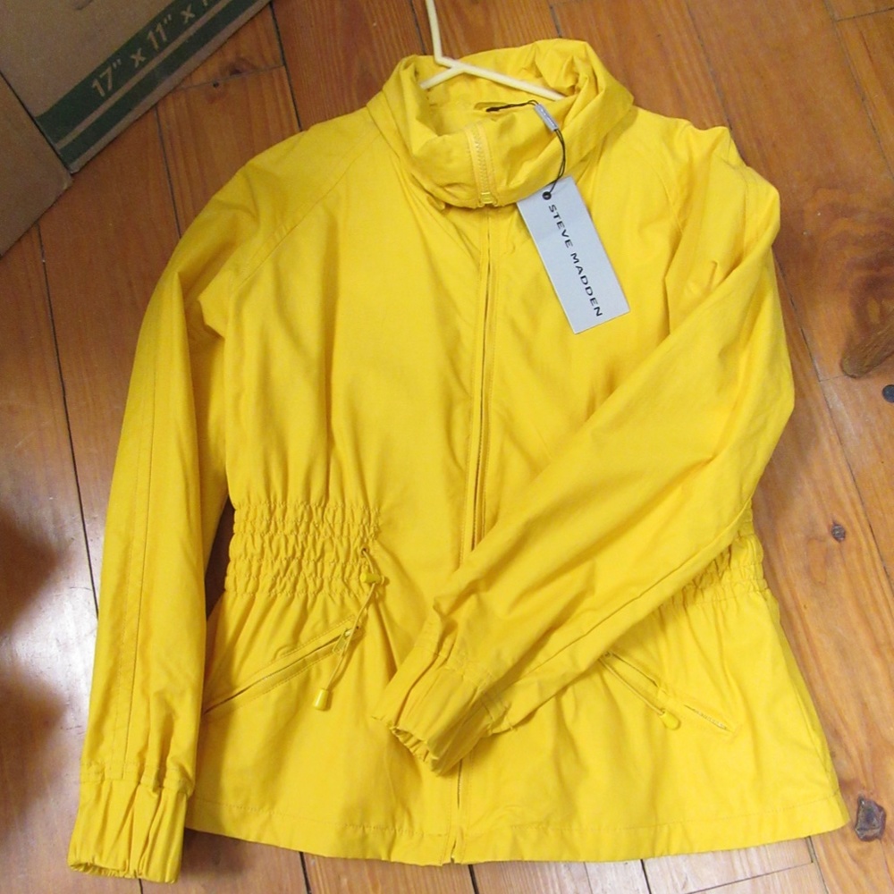 Steve Madden Short Jacket Ruching Details Bright Yellow XL